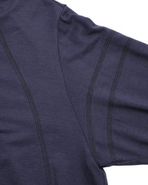 Buttoned Neck Hoodie -  Navy