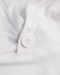 Buttoned Neck Hoodie -  White