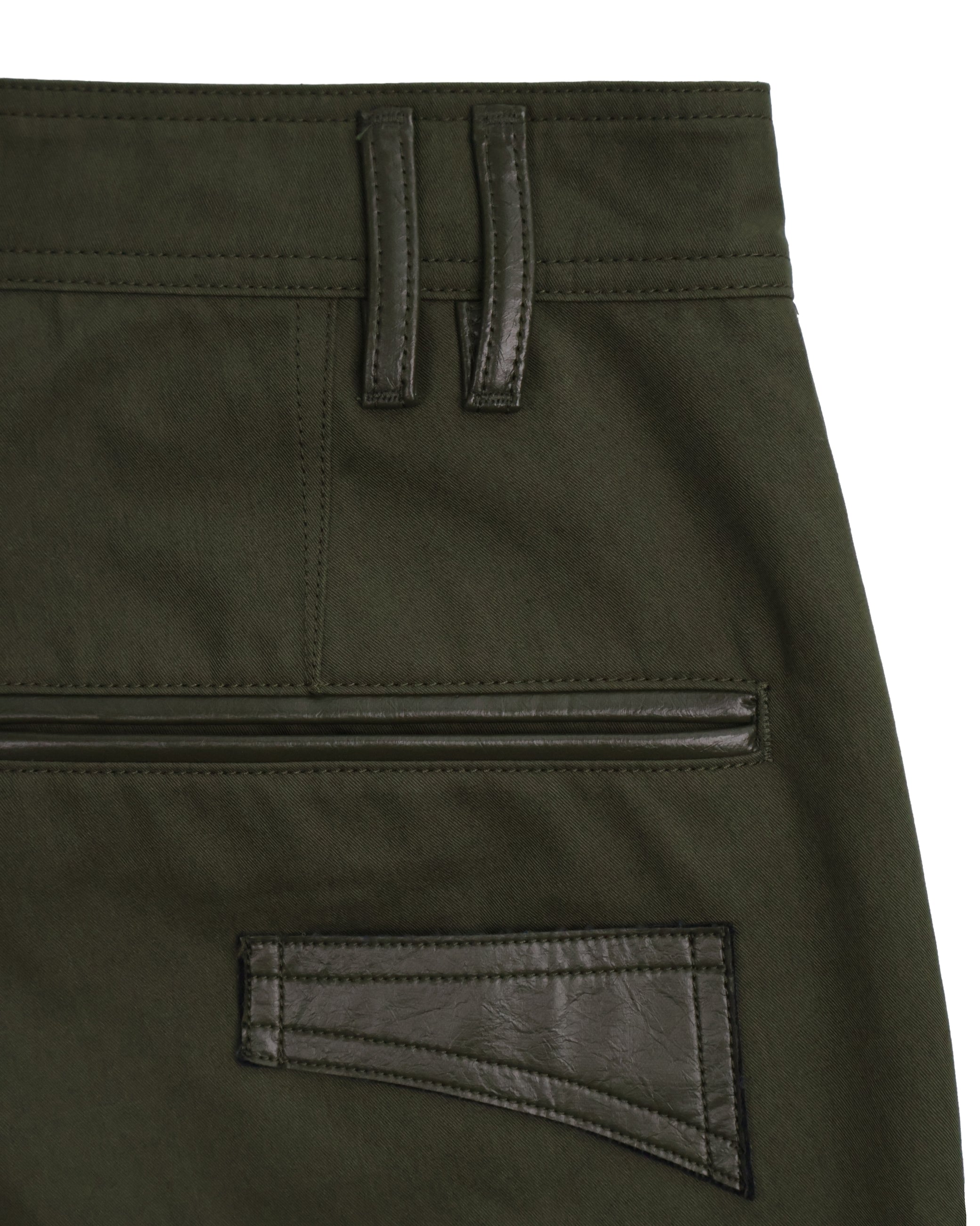 Leather Pocket Pants - Deep Olive