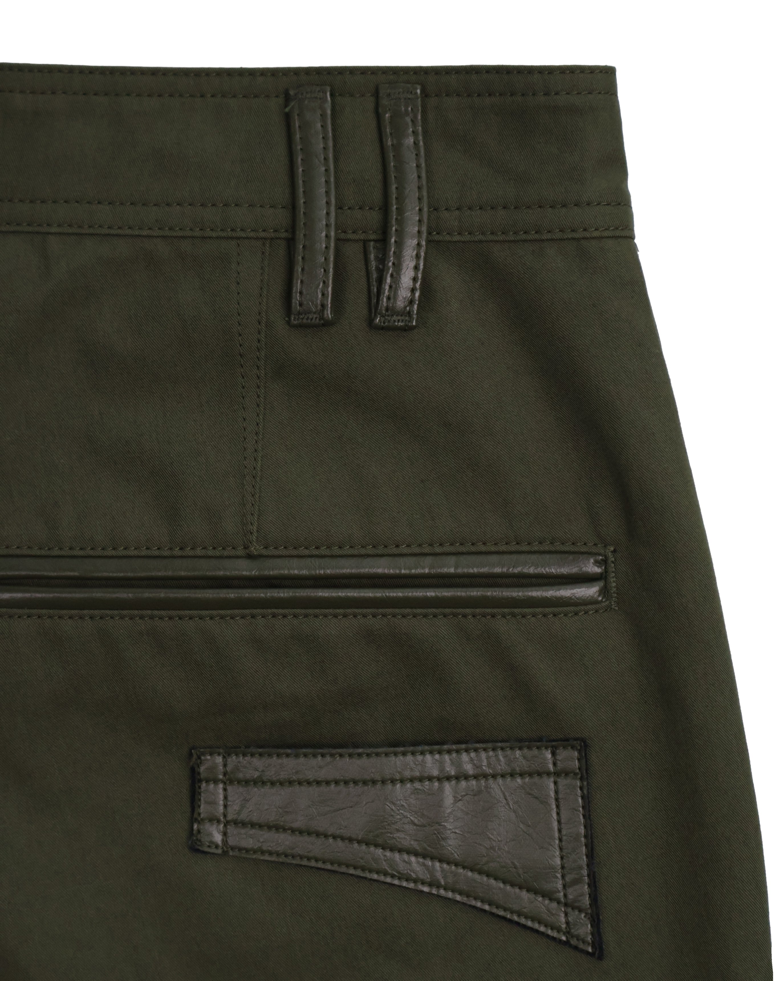 Leather Pocket Pants - Deep Olive