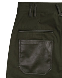 Leather Pocket Pants - Deep Olive