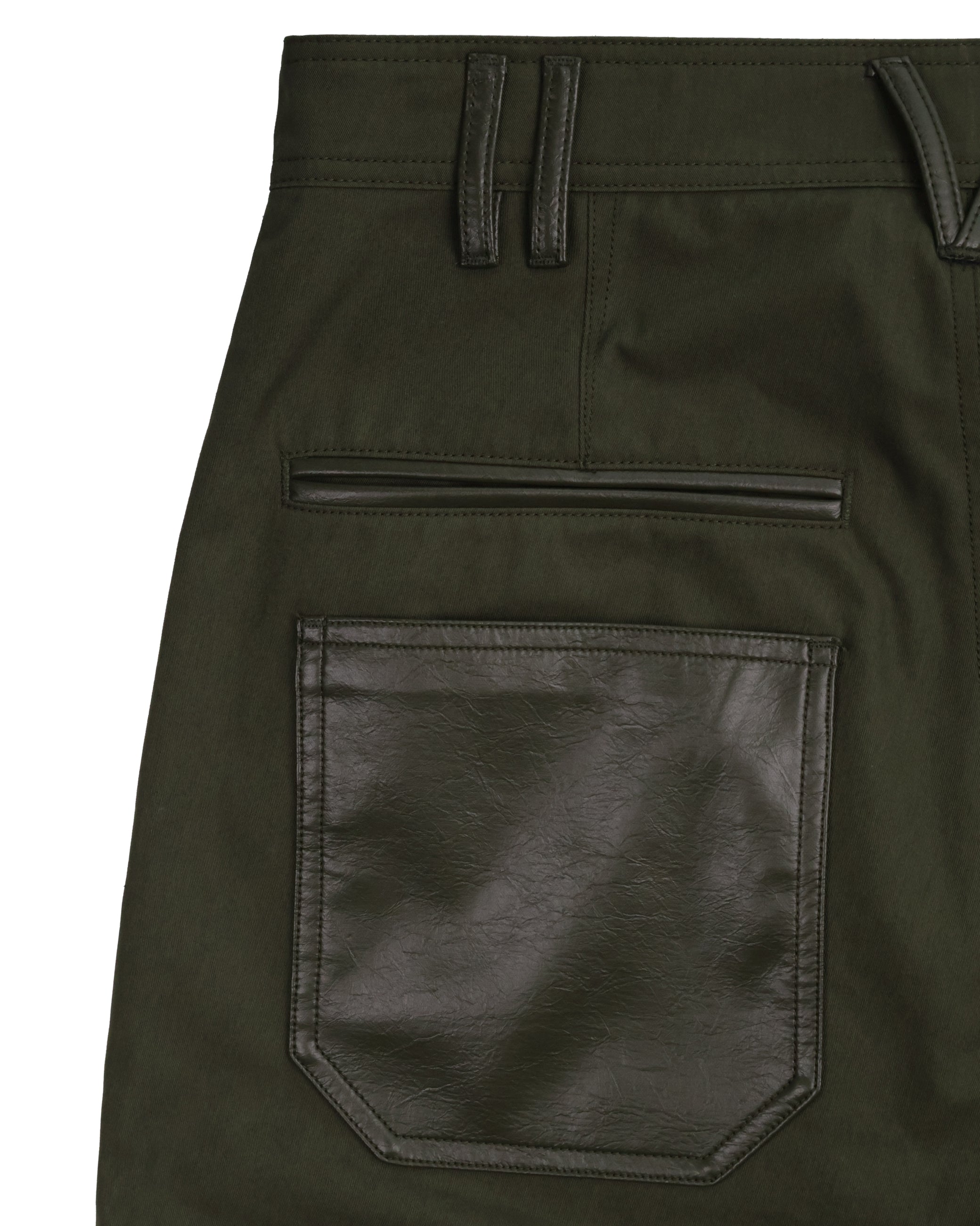 Leather Pocket Pants - Deep Olive
